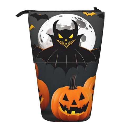 zkyfll Vertikales Federmäppchen mit Kürbis-Druck, Fledermaus und Mond für Halloween, Teleskopständer, niedliches Federmäppchen, Bleistift-Organizer zkyfll Vertikales Federmäppchen mit Kürbis-Druck, Fledermaus und Mond für Halloween, Teleskopständer, niedliches Federmäppchen, Bleistift-Organizer von zkyfll