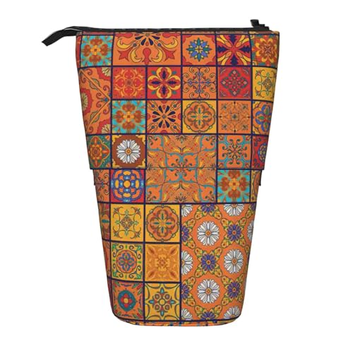 zkyfll Vertikales Federmäppchen mit marokkanischem geometrischem Muster, Teleskopständer, niedliches Federmäppchen, Bleistift-Organizer von zkyfll