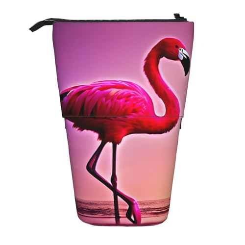 zkyfll Vertikales Federmäppchen mit pinkem Flamingo-Muster, teleskopischer Ständer, niedliches Federmäppchen, Bleistift-Organizer von zkyfll