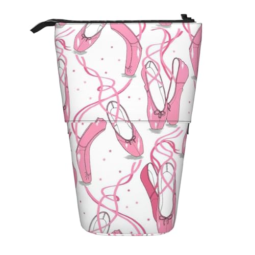 zkyfll Vertikales Federmäppchen mit rosa Ballettschuhen, Teleskopständer, niedliches Federmäppchen, Bleistift-Organizer zkyfll Vertikales Federmäppchen mit rosa Ballettschuhen, Teleskopständer, niedliches Federmäppchen, Bleistift-Organizer von zkyfll