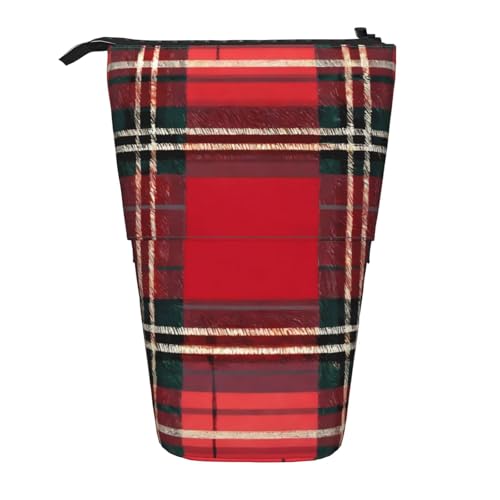 zkyfll Vertikales Federmäppchen mit rotem und schwarzem Karomuster, teleskopischer Ständer, niedliches Federmäppchen, Bleistift-Organizer von zkyfll