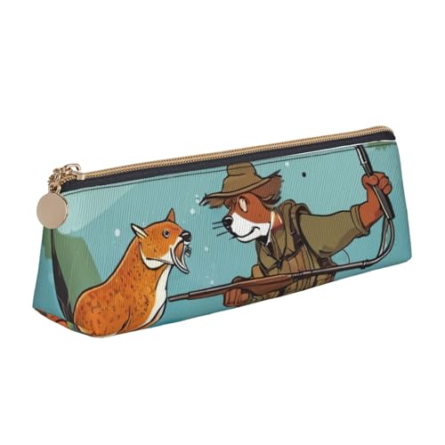 zkyfll Wild Animal Hunting Fish Federmäppchen aus Leder, Schreibwaren-Organizer, Make-up-Tasche 01 von zkyfll