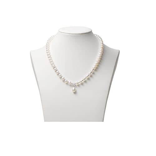 Damen Halsketten Halskette 8-9mm Süßwasserperle Vierseitige Halskette Vierseitige Halskette Muttertagsgeschenk für Mama Mode Schmuck Halskette mit Stift von zlw-shop