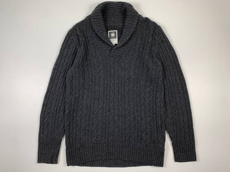 G-Star Rohpullover Higging Schalkragen Strickwolle Kabel Winter Warm Pullover Grau Herren Gr. Xl von zmerch