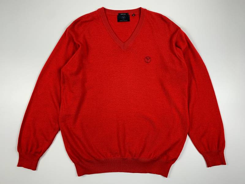 Herren Carlo Colucci V Neck Jumper Wollpullover Rot Gr. Xl von zmerch
