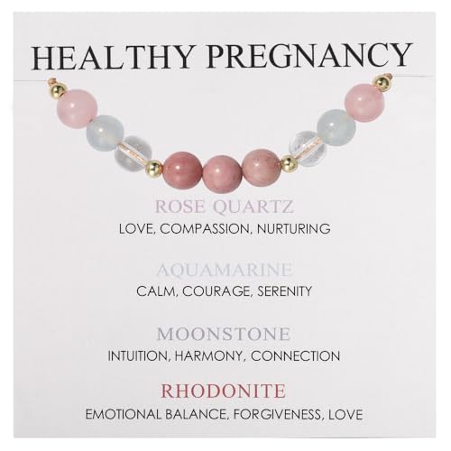 Gesundes Schwangerschaftsgeschenk, Schwangerschaftsgeschenke für werdende Mutter, Rosenquarz, Aquamarin, Mondstein, Rhodonit-Armband für Frauen, erstmalige Mutter, spirituelles Armband Gesundes Schwangerschaftsgeschenk, Schwangerschaftsgeschenke für werdende Mutter, Rosenquarz, Aquamarin, Mondstein, Rhodonit-Armband für Frauen, erstmalige Mutter, spirituelles Armband von zocare