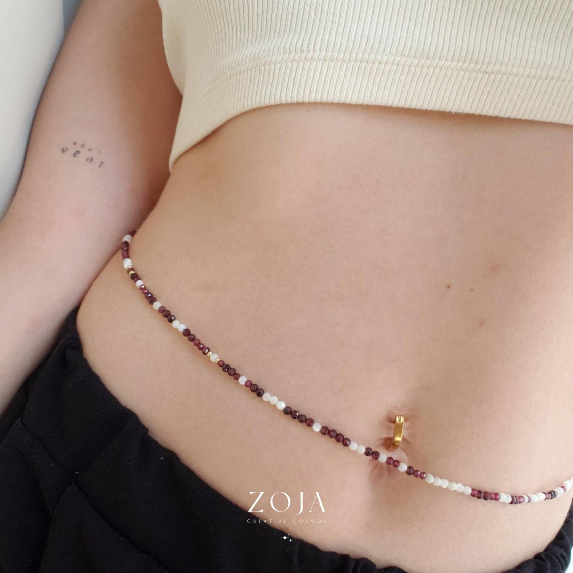 Zoja I 2I1 Granat - Perlmuttkette, Halskette , Bauchkette, Edelsteinbauchkette, Edelsteinkette, Granat Schmuck Zoja I 2I1 Granat - Perlmuttkette, Halskette , Bauchkette, Edelsteinbauchkette, Edelsteinkette, Granat Schmuck von zojacosmos