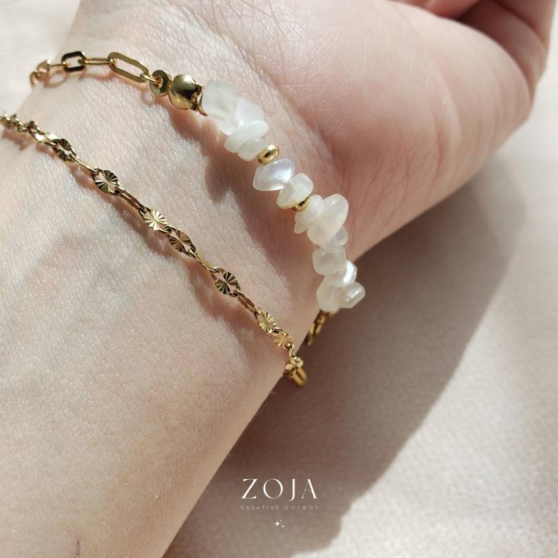 Zoja I Mondstein Splitterarmband, Kristallarmband, Schmuck von zojacosmos