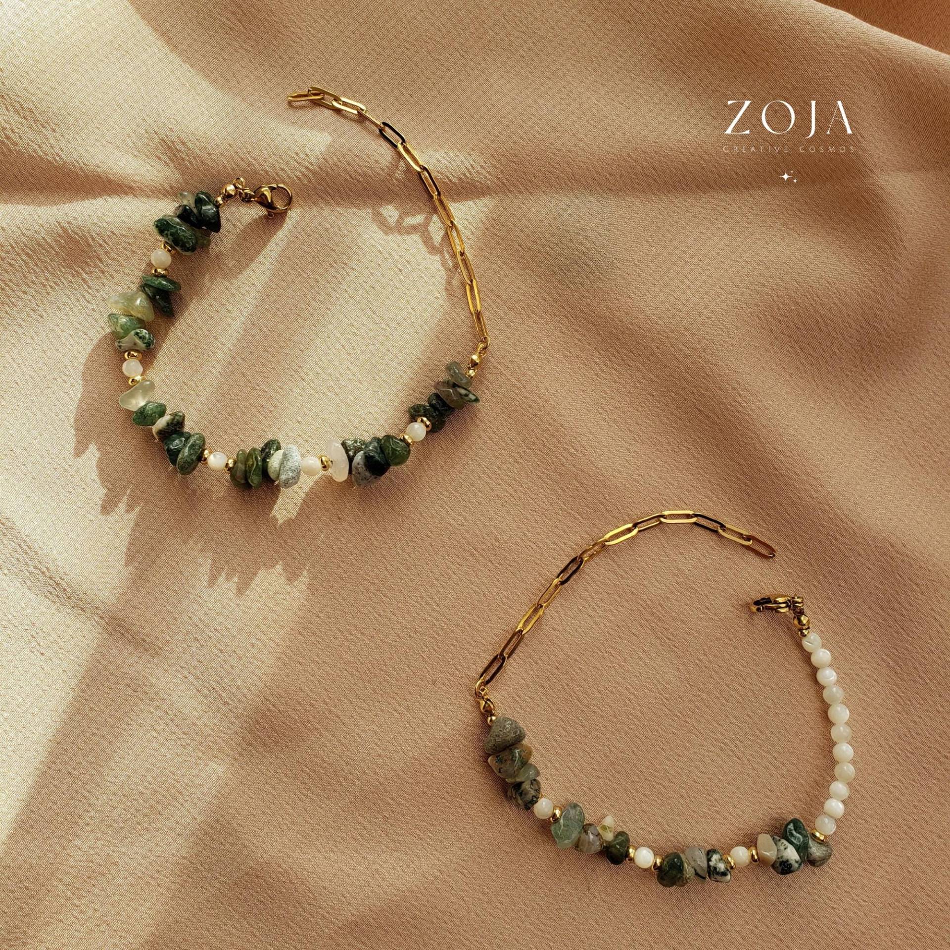Zoja I Moosachat Armband, Schmuck, Moosachat, Edelsteinschmuck, Kristallschmuck, Splitterarmband, Splitteredelsteinschmuck Zoja I Moosachat Armband, Schmuck, Moosachat, Edelsteinschmuck, Kristallschmuck, Splitterarmband, Splitteredelsteinschmuck von zojacosmos