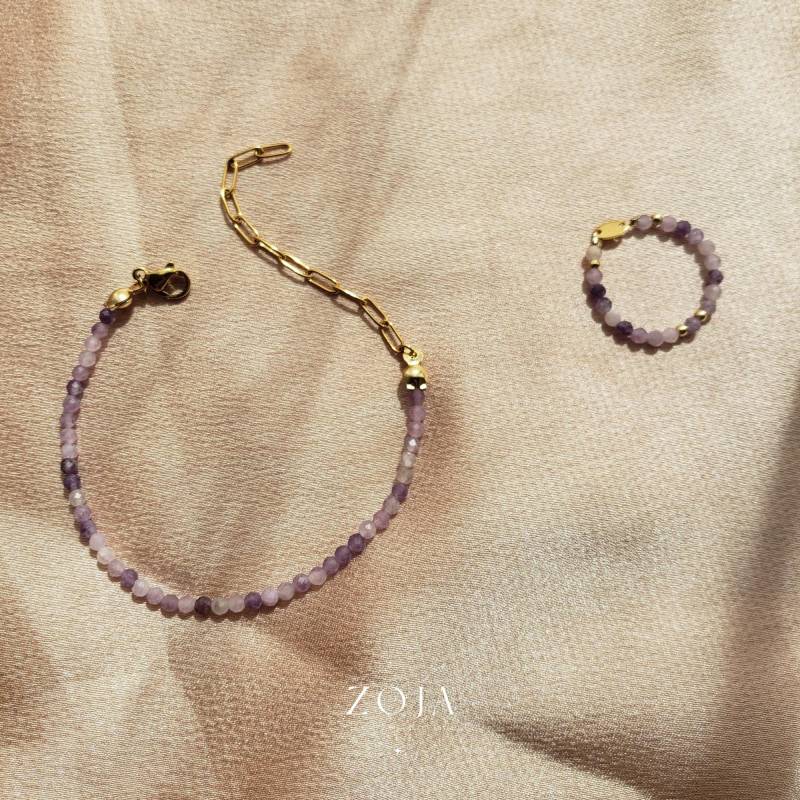 Zoja I Zierliches Lepidolith Armband, Edelsteinarmband, Schmuck, Ring Zoja I Zierliches Lepidolith Armband, Edelsteinarmband, Schmuck, Ring von zojacosmos
