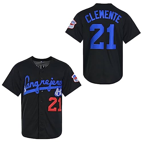 21 Roberto Clemente Trikots für Herren Santurce Crabbers Puerto Rico Baseball Jersey Genäht 6 Farben, C-schwarz, Mittel von zommna