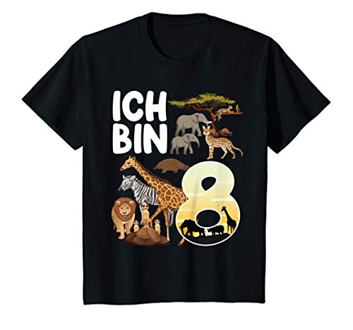 Kinder Safari Dschungel Zoo 8. Geburtstag Kind 8 Jahre alt T-Shirt von zoo birthday Safari Animals Jungle Party Kids Tee