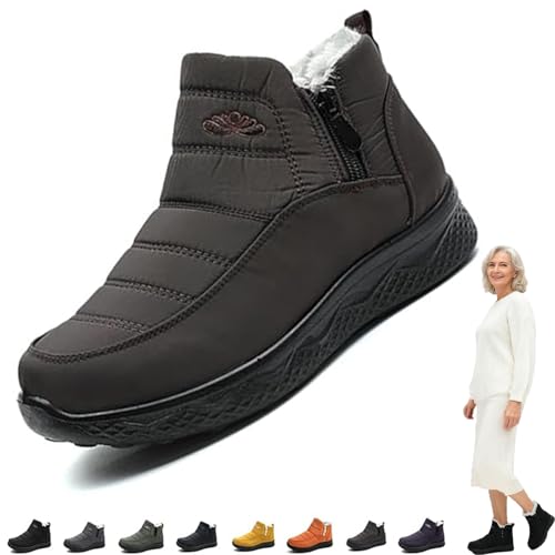 2026 New Dritnow Shoes Women's Warm Snow Boots, Non-Slip & Fur-Lined Slip On Boots for Women Comfort & Durability (Brown,45) von zoocco