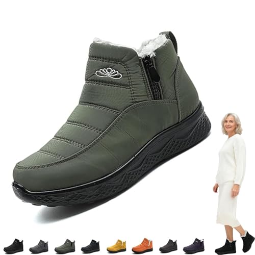 2026 New Dritnow Shoes Women's Warm Snow Boots, Non-Slip & Fur-Lined Slip On Boots for Women Comfort & Durability (Green,34) von zoocco