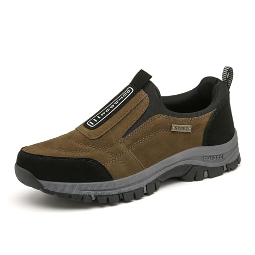 Dallader Men's Comfortable Waterproof Orthopedic Walking Shoes, Non-Slip, Breathablefor Outdoor, Travel, Work & Daily Use (Dark Brown,42) von zoocco