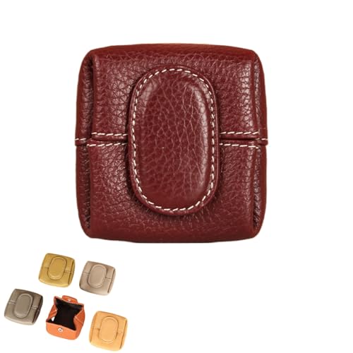 Solid Color Mini Coin Purse, Solid Color Mini Coin Purse for Women, Waterproof Portable Multipurpose Small Organizer (Dark red) von zoocco