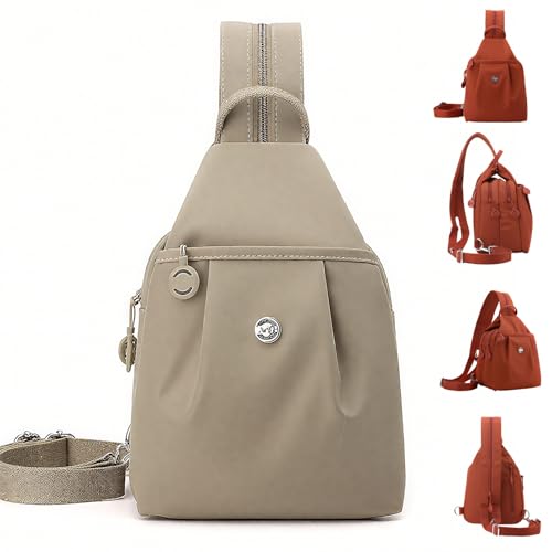 Waterproof Two Way Commuter Bag, Anti-Theft Waterproof 2-Way Commuter Bag Lightweight & Multi-Pockets for Women (Khaki) von zoocco