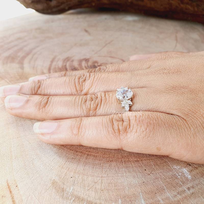 8.0 6.0mm Oval Cut Moissanite Verlobungsring, Vintage Einzigartige Marquise Diamant Ring Für Frauen Cluster Ehering Jahrestag Geschenk Auf Etsy von zoomjewel
