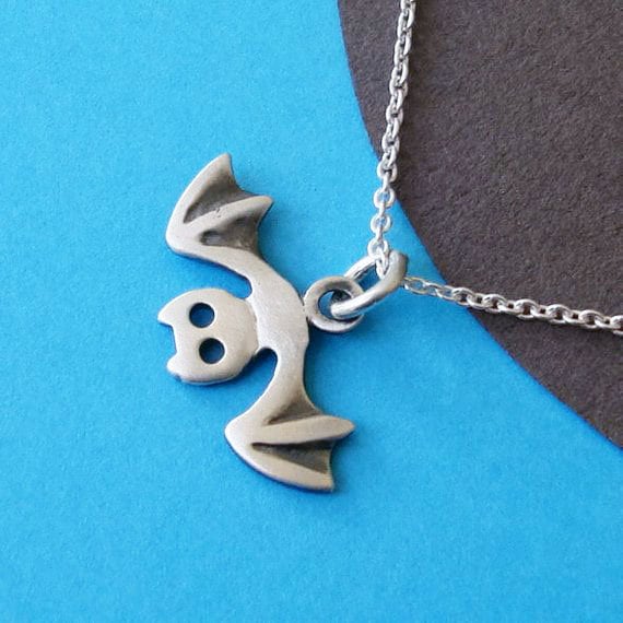 Fledermaus Halskette Aus Oxidiertem Sterlingsilber Schmuck Für Kinder/Teenager 102A von zoozjewelry