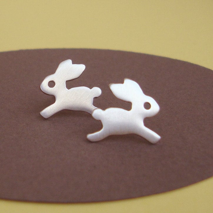 Kaninchen Ohrstecker/sterling Silber Schmuck Einzigartige Handgemachte Unisex Geschenk E121 von zoozjewelry