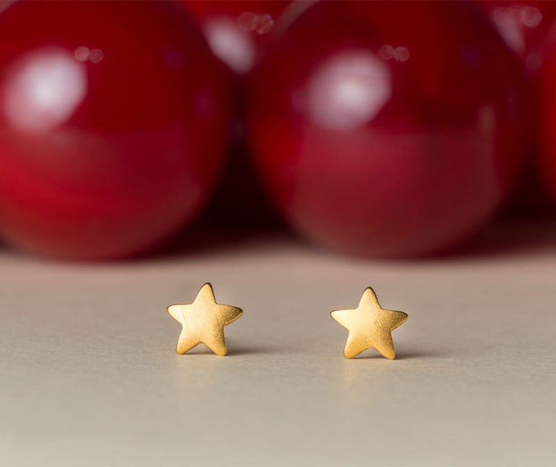Kleiner Stern Ohrring 585 Gold/Einzel Oder Paar E37 von zoozjewelry