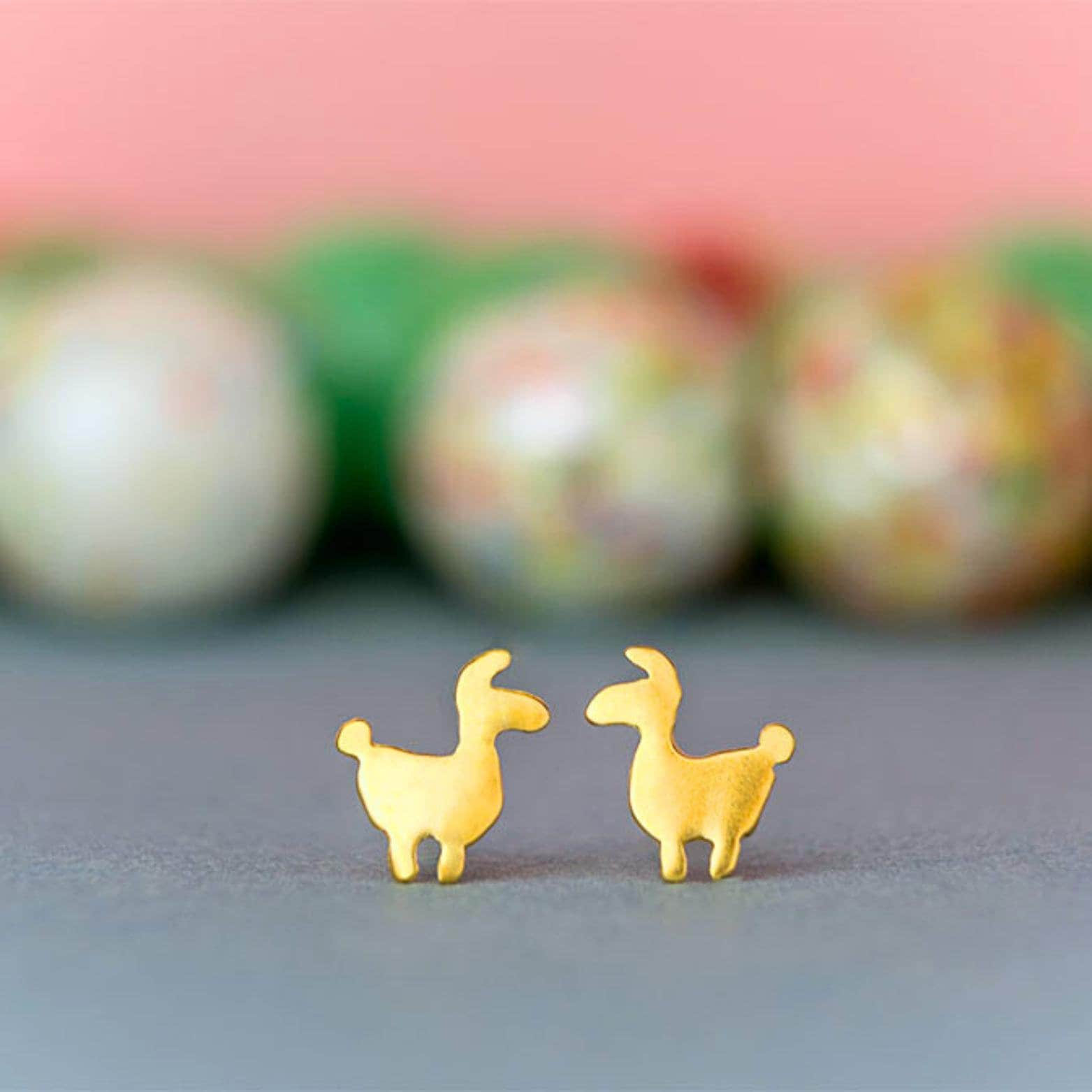 Lama Ohrstecker/Minimalist Schmuck E85-Gd von zoozjewelry