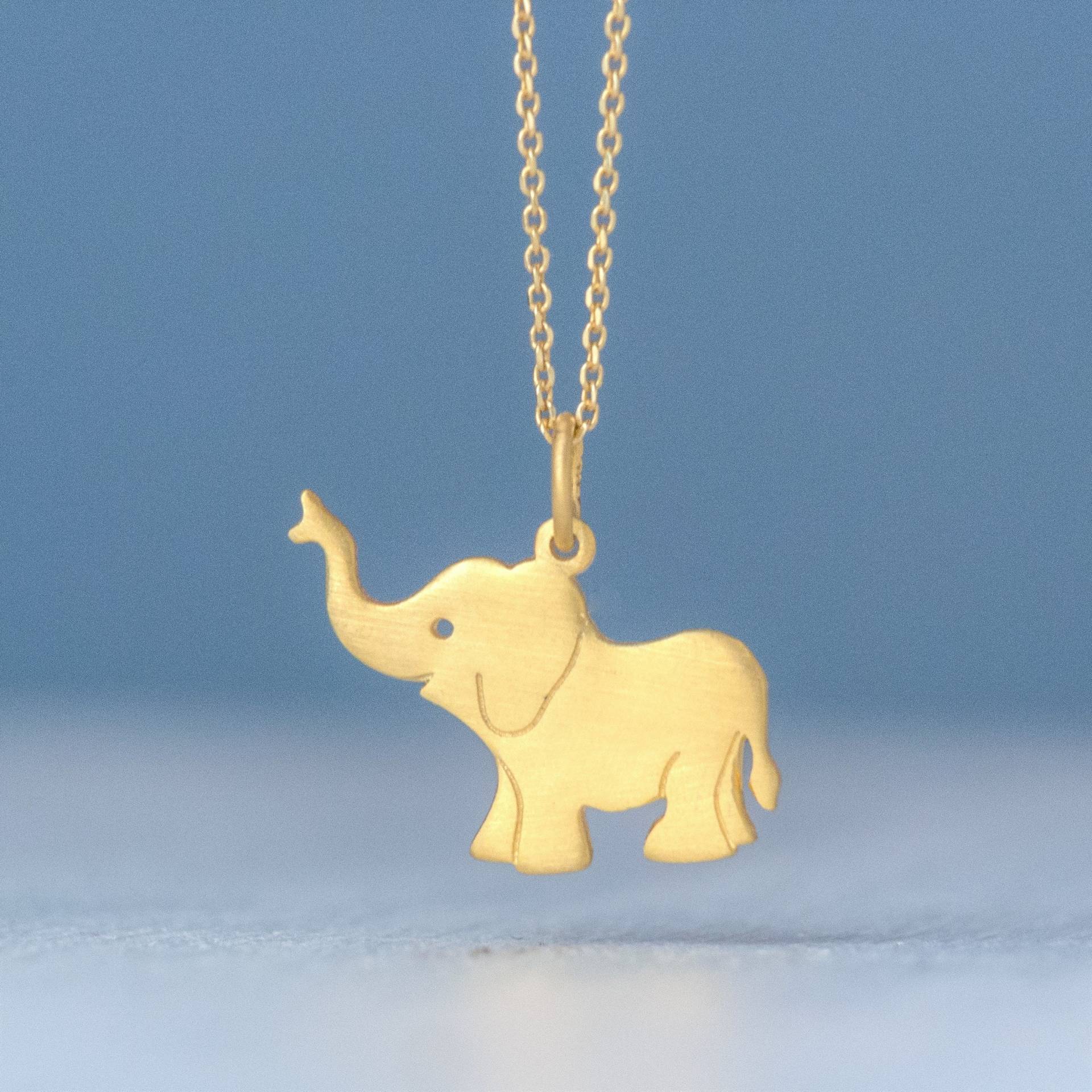 Massiv Gold Elefant Halskette/Minimal Charm Anhänger Niedliches Geschenk Für Kinder von zoozjewelry