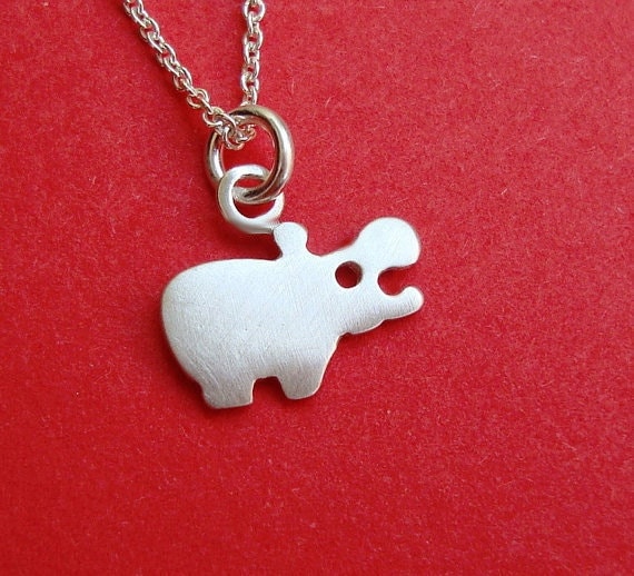 Nilpferd Halskette Tiny Anhänger Sterling Silber Teenager Kinder Klein Schmuck Geschenk Mädchen Niedlich Charm Mütter Kette Zoo von zoozjewelry