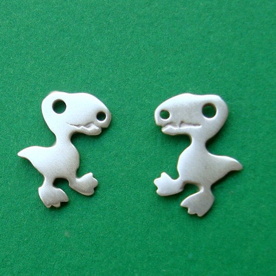 sterling Silber Dinosaurier Ohrstecker T-Rex Schmuck Geschenk/126A von zoozjewelry
