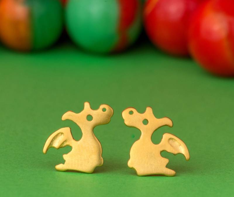 Solid Gold Drachen Ohrringe/14K Schmuck Tier E80-Gd von zoozjewelry