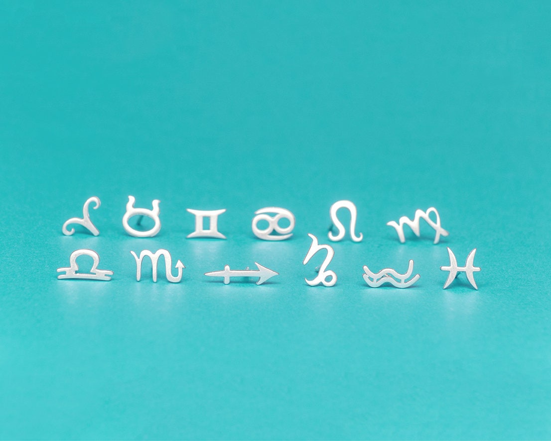 sternzeichen Ohrstecker, Schmuck, Personalisierter Ohrring/234A-Gd von zoozjewelry