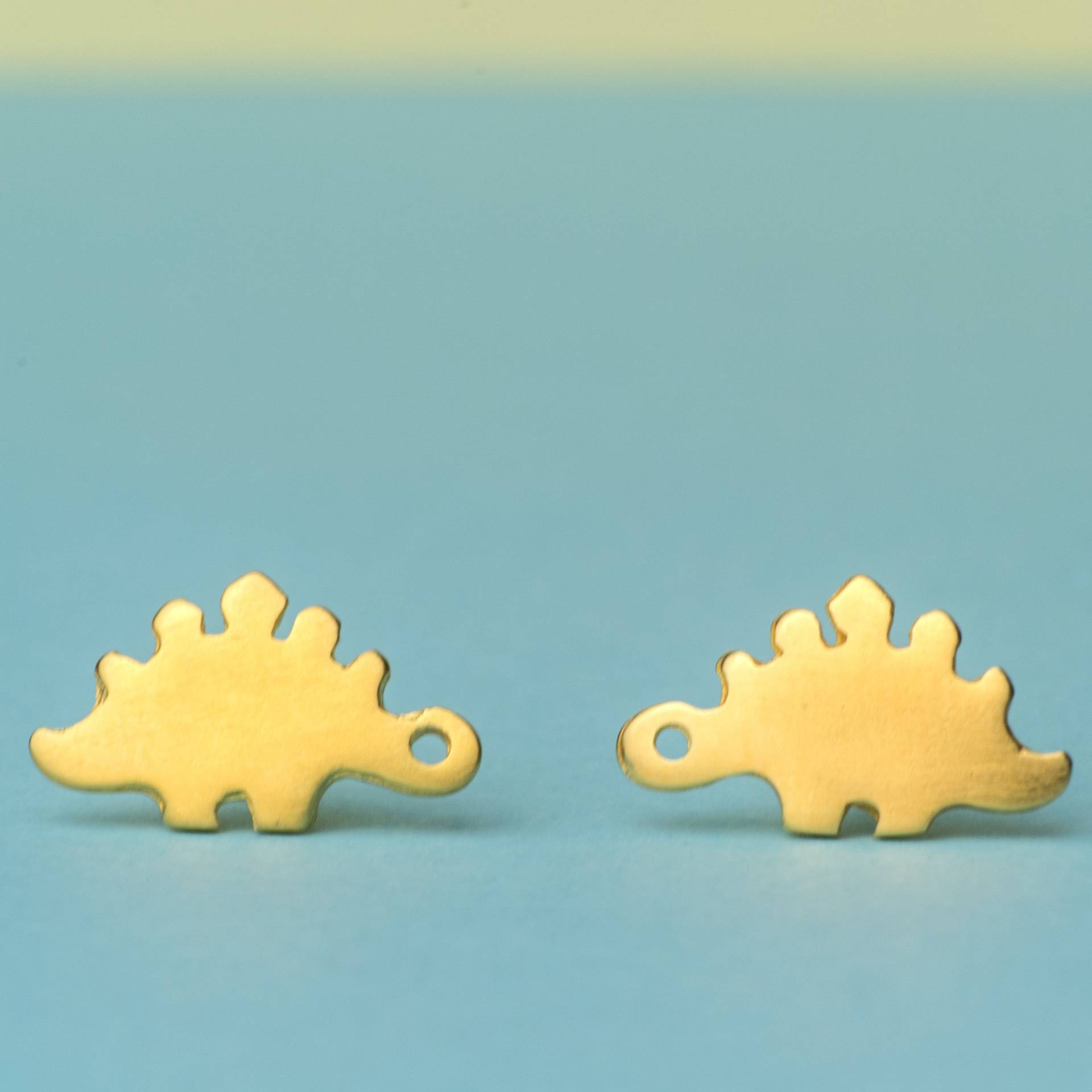 Solid Gold Stegosaurus Ohrstecker/14K Dinosaurier Ohrringe Geschenk Für Kinder, Jugendliche Handmade Schmuck von zoozjewelry