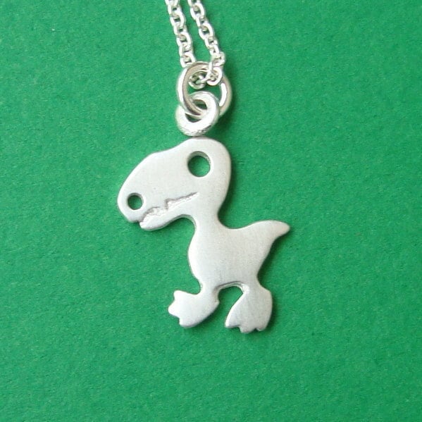 T-Rex Halskette Aus Sterling Silber/Lustiger Dinosaurier Anhänger Kinderschmuck 69B von zoozjewelry