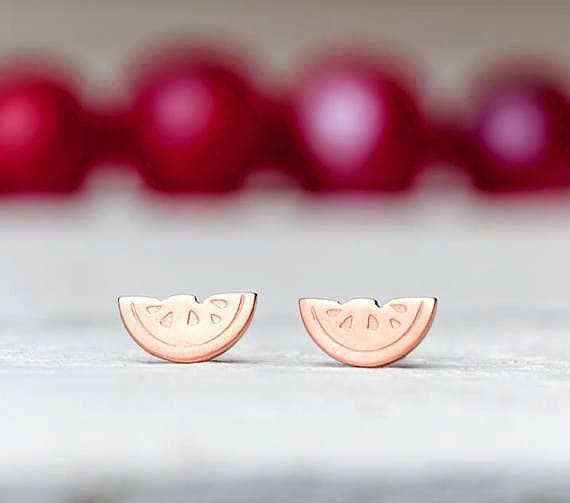 Winzige Wassermelonen Ohrstecker/Zierliche Sterling Silber Sommer Geschenk 234D von zoozjewelry
