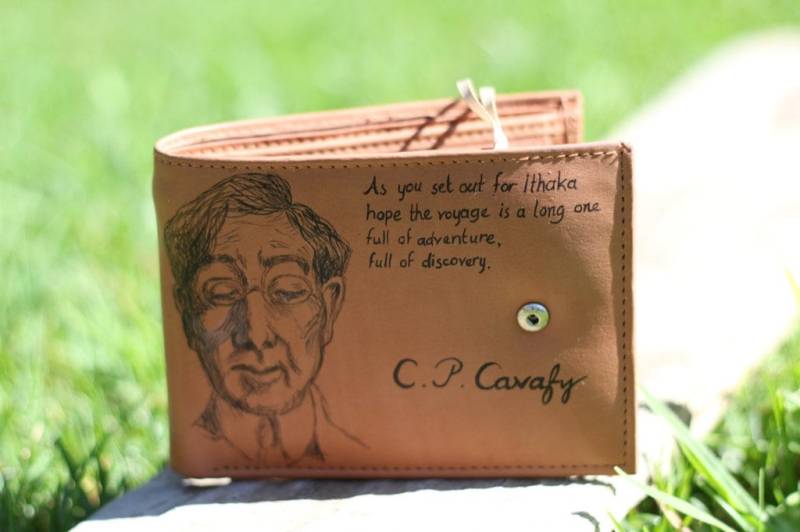 Herren Brieftasche, Leder Einzigartige Anpassbare Handbemalte C.p.cavafy von zoubeeyaya