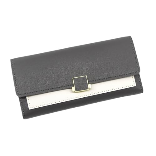 Lange Damengeldbörse Clash Farbe Einfache dreifach gefaltete Geldklammer lässige Handtasche Münzbörse, grau, M, Minimalistisch von zouxangzz