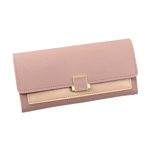 Lange Damengeldbörse Clash Farbe Einfache dreifach gefaltete Geldklammer lässige Handtasche Münzbörse, rose, M, Minimalistisch von zouxangzz