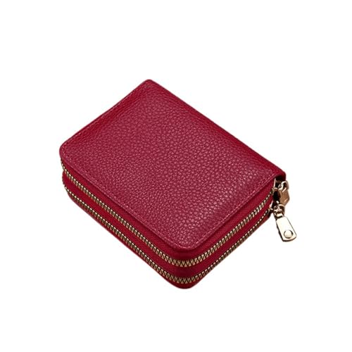 Multifunktionale große Kapazität Kartentasche Damen Mode Einfache Doppelreißverschluss Geldbörse Tragbare Student Münzbörse, burgunderfarben, S, Modern von zouxangzz