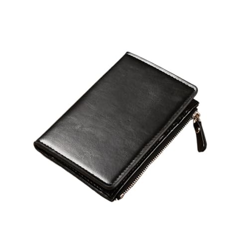 zouxangzz Herren Kurze Kartengeldbörse Multi Card Slot PU Leder Geldbörse Einfache Premium Münzbörse, Schwarz , S, Minimalistisch von zouxangzz