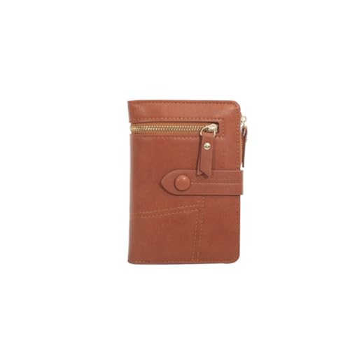 zouxangzz Kurze Damen Geldbörse Multifunktional Faltbar Student Clutch Premium Sense Multi Card Position Münzbörse, braun, S, Modern von zouxangzz