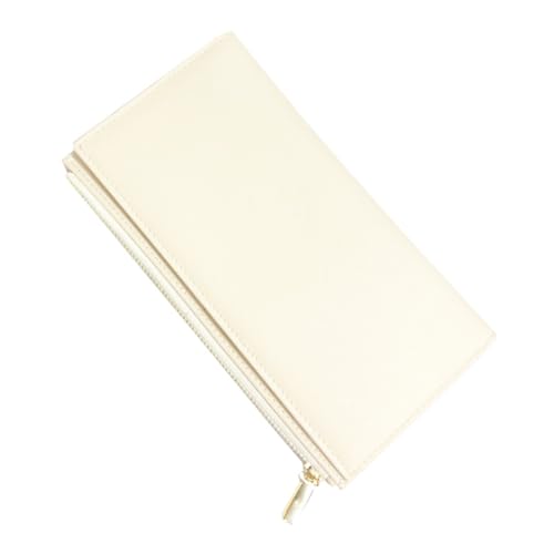 zouxangzz Mode Echtes Leder Lange Geldbörse Leicht Luxus Premium Sense Damen Clutch Anti-Diebstahl Swipe Kartentasche Einfache Reine Farbe Rindsleder Geldbörse, beige, M, Minimalistisch von zouxangzz