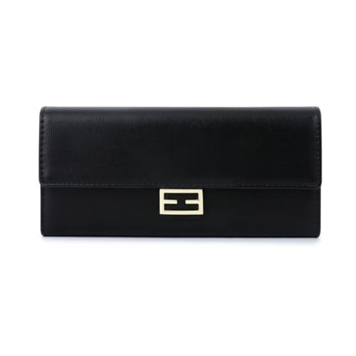 zouxangzz Premium Sense Damen Lange Geldbörse Einfarbig Faltbare Clutch Einfache Multi Kartenfächer Geldklammer, Schwarz , L, Klassisch von zouxangzz