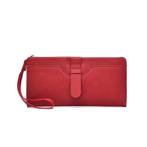 zouxangzz Premium Sense of Solid Color Wallet Damen Lange Einfache Clutch Tasche Multi-Card Position Große Kapazität Student Münzbörse, rot, L, Klassisch von zouxangzz