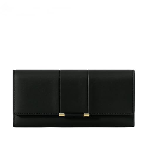 zouxangzz Simple Premium Wallet Damen Lange Trifold Münzbörse Große Kapazität Exquisite Kartentasche, Schwarz , M, Minimalistisch von zouxangzz