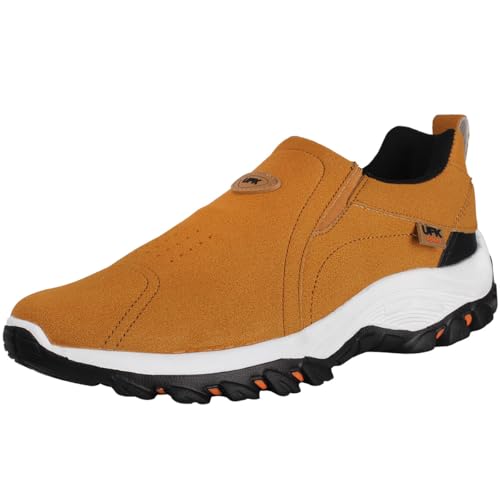 zpllsbratos Herren Slip on Tiefe Sneaker Wanderschuhe Trekkingschuhe Walkingschuhe Outdoor Schuhe Freizeitschuhe Kunstwildleder rutschfeste Leichtgewichts 39-48(Braun,47) von zpllsbratos