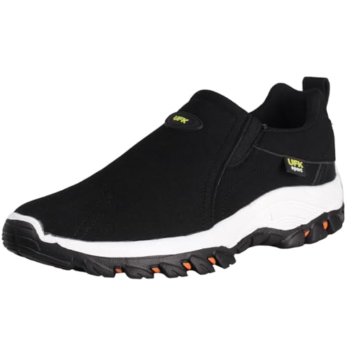 zpllsbratos Herren Slip on Tiefe Sneaker Wanderschuhe Trekkingschuhe Walkingschuhe Outdoor Schuhe Freizeitschuhe Kunstwildleder rutschfeste Leichtgewichts 39-48(Schwarz,44) von zpllsbratos