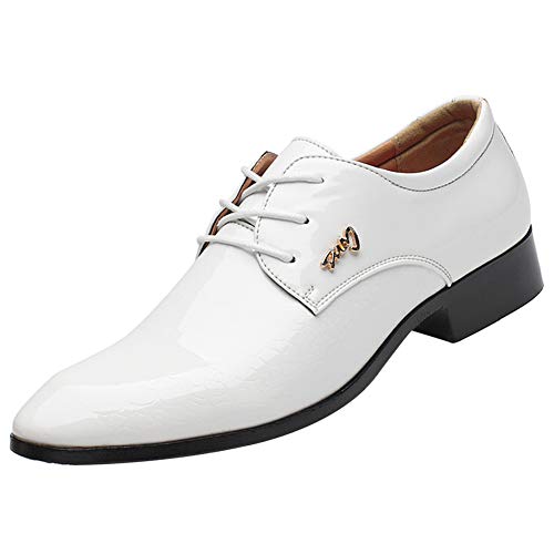 zpllsbratos Herren Lederschuhe Derby Schnürhalbschuhe Oxford Schuhe (Weiß,41) von zpllsbratos