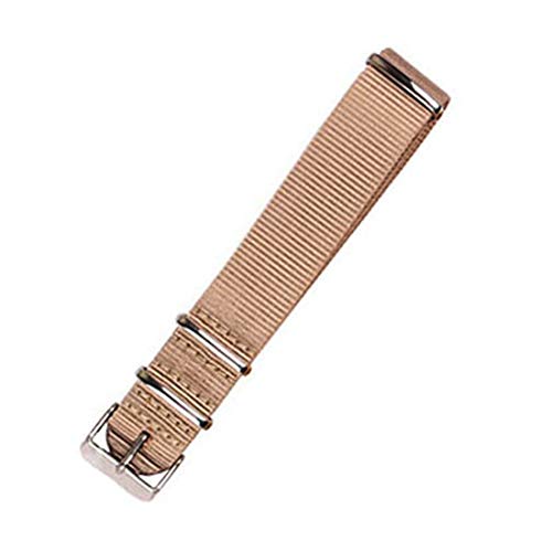 18/20/22mm Volltonfarben Militär Sport NATO Stoff Nylon Armband Wearable-Uhrenarmband Zubehör Dornschließe Beige, 20mm von zssmGood