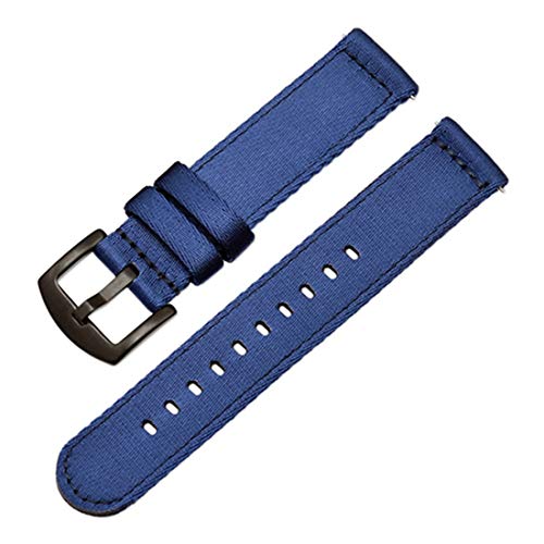 18mm/20mm/22mm/24mm NATO Nylonband Sport Armband Ersatz Militär Anti-Rutsch-Uhrenarmband 205mm Länge Blau Schwarz, 20mm von zssmGood