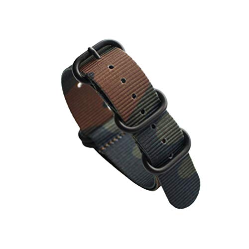 18mm/20mm/22mm/24mm Nylon-Militär tarnt Uhrenarmbänder NATO Armband Sport atmungsaktiv Uhrenarmband A Black Buckle, 20mm von zssmGood